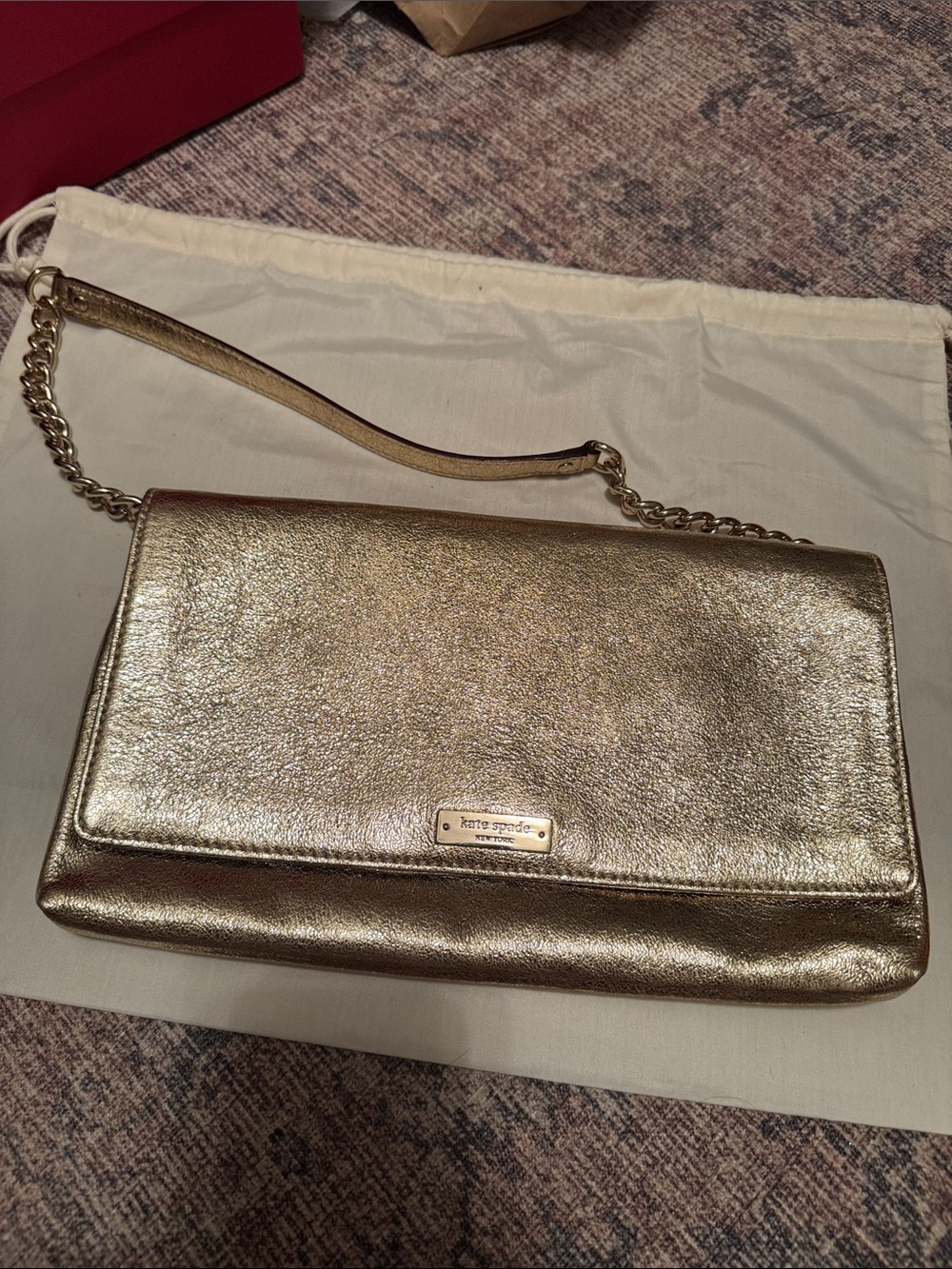 kate spade Metallic Gold Chain Crossbody Clutch